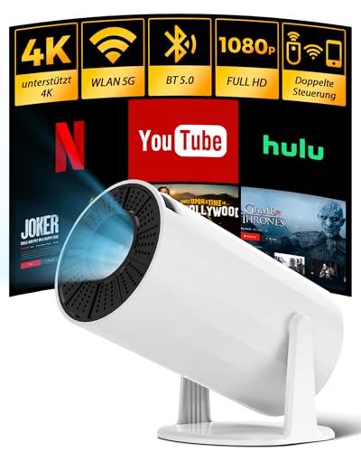 Mini Beamer, 4K FHD 1080P 180°Dreh Tragbarer Projektor, Klein Videoprojektor Unterstützt 2.4/5G Dual WiFi und BT5.0, mit Android und IOS 11.0 Heimkino Smart Beamer Doppelsteuerung mit Maus Mini Beamer, 4K FHD 1080P 180°Dreh Tragbarer Projektor, Klein Videoprojektor Unterstützt 2.4/5G Dual WiFi und BT5.0, mit Android und IOS 11.0 Heimkino Smart Beamer Doppelsteuerung mit Maus von Fine Life Pro