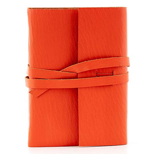 Fine&Candy Notizbuch Garam Masala Notebook, mit weichem Einband aus orangefarbenem Leder und glatten Blättern, Größe S A6 (9,5 x 13,5 x 2,5 cm), Orange, 320 Blatt, goldene Details von Fine & Candy