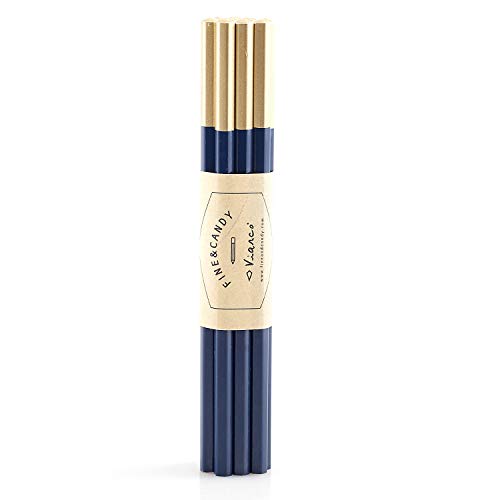 Fine & Candy – Set mit 12 Bleistiften Midnight Blue aus Holz, HB2 sechseckig, hohe Haltbarkeit zum Schreiben und Zeichnen, Blau und goldfarben von Fine & Candy