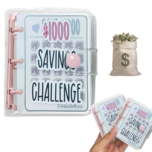 FineInno Envelope Challenge Binder Budget Planner Mini Binder mit Geldumschläge 1000 Savings Challenges Book geld organizer for Cash Sparen Haushaltsbuch von FineInno