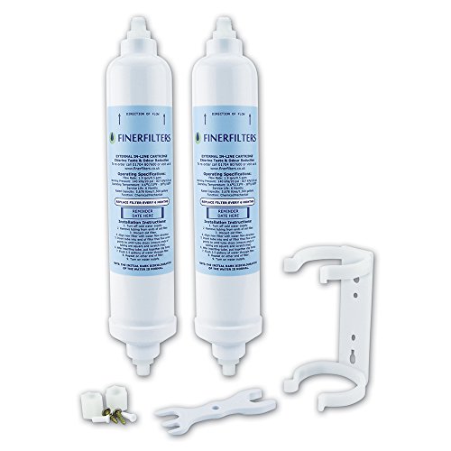 2 x Ersatzwasserfilter von Finerfilters für Rangemaster Kühlschränke, passend für SXS-Reihe mit Außenfilter von Finerfilters