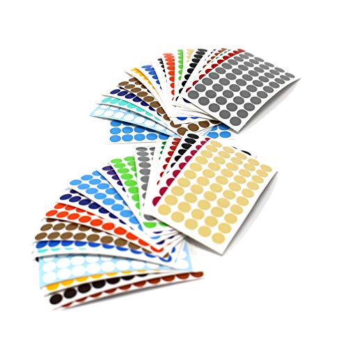 1800 PVC Klebepunkte Set 18 Farben je 50-100 Stück Selbstklebend Beschriftbar Inventur Markierung Kreise Folie Aufkleber Bunt Markierungspunkte K020 (5mm, 1800 Kreise) von Finest Folia