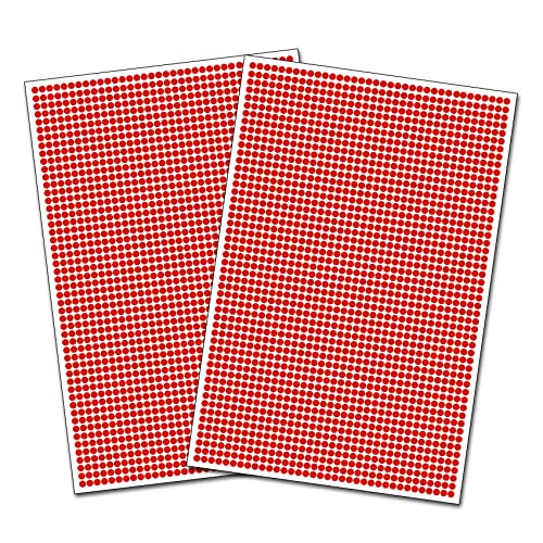 3600 Klebepunkte 5mm runde Punkte Aufkleber Inventur Kreise Markierung selbstklebend Sticker wetterfest (K018 Hellrot) von Finest-Folia