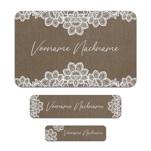 50 x personalisierte Namensaufkleber Sticker mit Wunschname Klebeetiketten zum Markieren Stifte Hefte mit Kinder Name Schule Kindergarten Aufkleber Set (33 Spitze) von Finest Folia