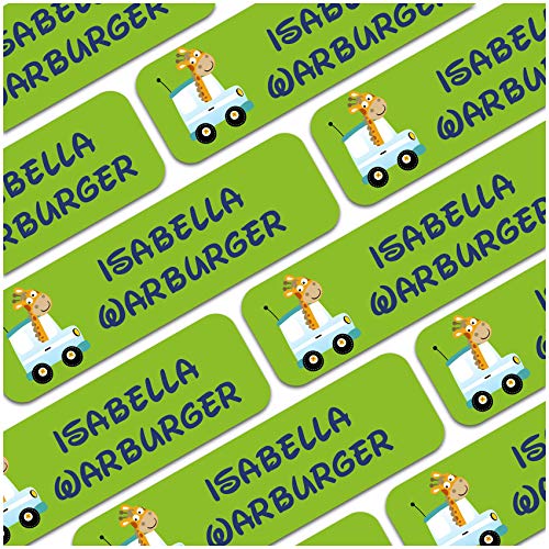 60 x Namensaufkleber Wunschname personalisiert je 4,5 x 0,6 cm Aufkleber mit Kinder Name Beschriftung Stifte Schule Kindergarten Sticker selbstklebend (Nr. 37 Auto, Für schmale Oberflächen) von Finest Folia