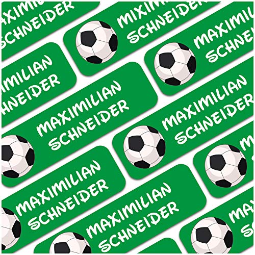 80 x Namensaufkleber Wunschname personalisiert je 3,5x1cm Aufkleber mit Kinder Name Beschriftung Schule Kindergarten Kleidung Sticker (Nr. 36 Fußball, Für feste Oberflächen) von Finest Folia