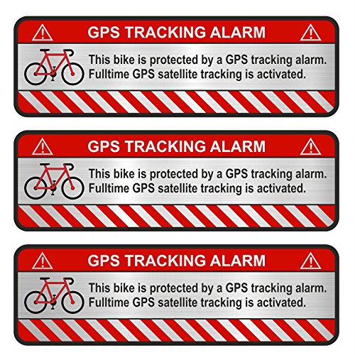 3x GPS Aufkleber Fahrrad" Motorrad" Auto" -Finest Folia Alarm Warnung Anti Diebstahl Sticker Tracker gesichert R055 (Aluminium Schliff Silber, Fahrrad) von Finest Folia