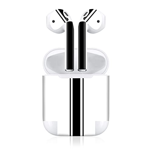 Finest Folia Aufkleber Set kompatibel mit Apple AirPod 1 + 2 kabellose Bluetooth Kopfhörer und Ladecase Vinyl Folie Skin Design Cover passgenau R188 (1. Generation, 05 Ralley Streifen) von Finest Folia