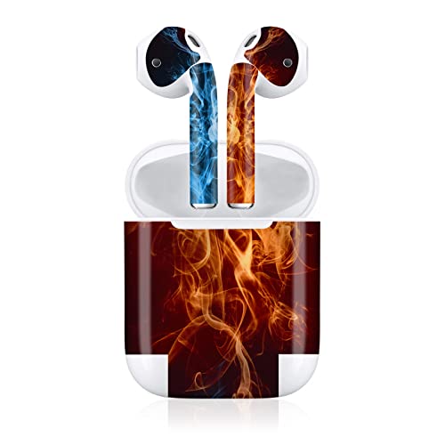 Finest Folia Aufkleber Set kompatibel mit Apple AirPod 1 + 2 kabellose Bluetooth Kopfhörer und Ladecase Vinyl Folie Skin Design Cover passgenau R188 (1. Generation, 08 Feuer) von Finest Folia