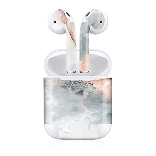 Finest Folia Aufkleber Set kompatibel mit Apple AirPod 1 + 2 kabellose Bluetooth Kopfhörer und Ladecase Vinyl Folie Skin Design Cover passgenau R188 (1. Generation, 18 Marmor Bicolor) von Finest Folia