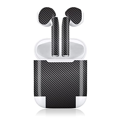 Finest Folia Aufkleber Set kompatibel mit Apple AirPod 1 kabellose Bluetooth Kopfhörer und Ladecase Vinyl Folie Skin Design Cover passgenau R188 (1. + 2. Generation, 22 Carbon schwarz) von Finest Folia
