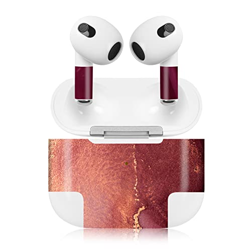 Finest Folia Aufkleber Set kompatibel mit Apple AirPod 3 kabellose Bluetooth Kopfhörer und Ladecase Vinyl Folie Skin Design Cover passgenau R189 (3. Generation, 19 Marmor Bordeaux) von Finest Folia