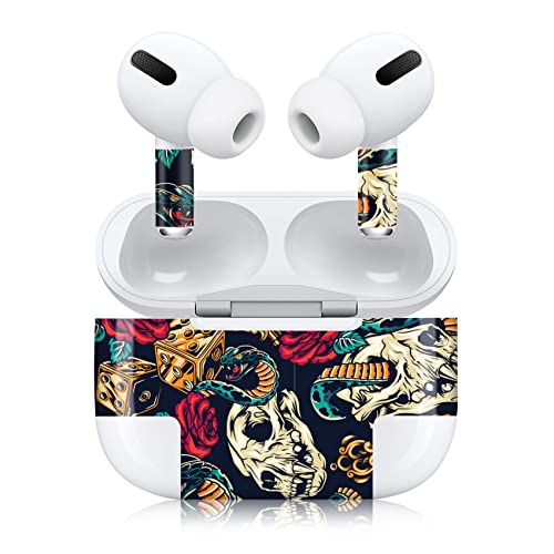 Finest Folia Aufkleber Set kompatibel mit Apple AirPod Pro kabellose Bluetooth Kopfhörer und Ladecase Vinyl Folie Skin Design Cover passgenau R190 (Pro, 01 Skulls and Snakes) von Finest Folia