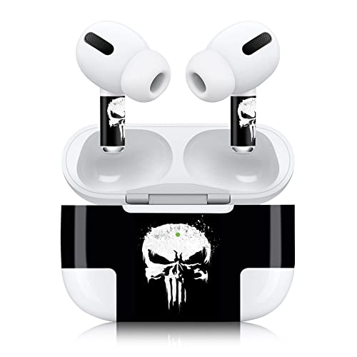 Finest Folia Aufkleber Set kompatibel mit Apple AirPod Pro kabellose Bluetooth Kopfhörer und Ladecase Vinyl Folie Skin Design Cover passgenau R190 (Pro, 15 Punisher) von Finest Folia