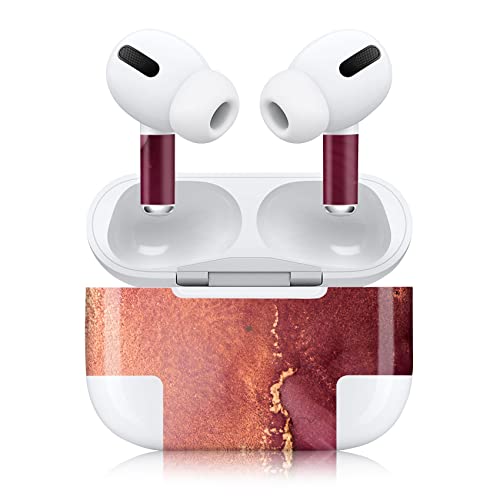 Finest Folia Aufkleber Set kompatibel mit Apple AirPod Pro kabellose Bluetooth Kopfhörer und Ladecase Vinyl Folie Skin Design Cover passgenau R190 (Pro, 19 Marmor Bordeaux) von Finest Folia