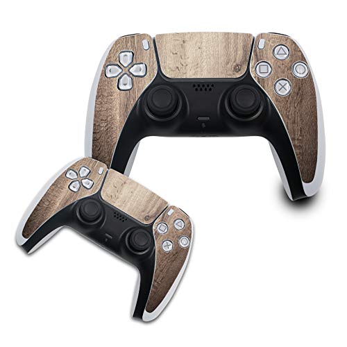 Finest Folia Schutzfolie kompatibel mit PS5 Sticker Hülle für Spiele Konsolen Controller Gehäuse Aufkleber Vinyl Folie Skin gegen Kratzer Design Cover R140 (Controller Set, Nr. 10 Holz) von Finest Folia