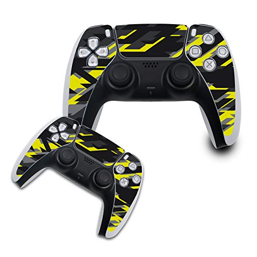 Finest Folia Schutzfolie kompatibel mit PS5 Sticker Hülle für Spiele Konsolen Controller Gehäuse Aufkleber Vinyl Folie Skin gegen Kratzer Design Cover R140 (Controller Set, Nr. 14 Neon Gelb) von Finest Folia