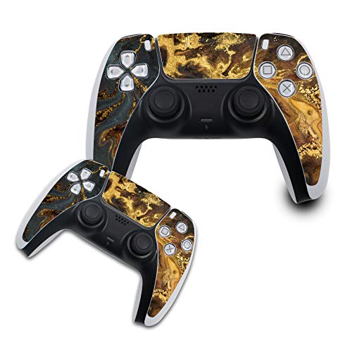 Finest Folia Schutzfolie kompatibel mit PS5 Sticker Hülle für Spiele Konsolen Controller Gehäuse Aufkleber Vinyl Folie Skin gegen Kratzer Design Cover R140 (Controller Set, Nr. 7 Goldpuder) von Finest Folia