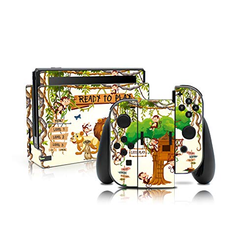 Folien Skin für Spiele Konsole Joy-Con und Ladestation Aufkleber Set Top Schutz gegen Kratzer Design Sticker Cover passgenau selbstklebend RX021 (Nr. 12 Dschungel) von Finest Folia