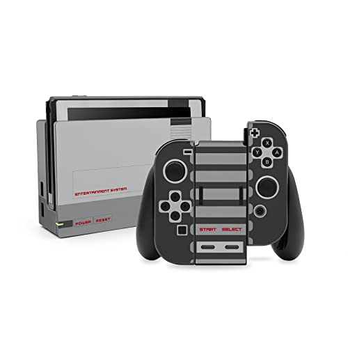 Folien Skin für Spiele Konsole Joy-Con und Ladestation Aufkleber Set Top Schutz gegen Kratzer Design Sticker Cover passgenau selbstklebend RX021 (Nr. 19 Entertainment System) von Finest Folia