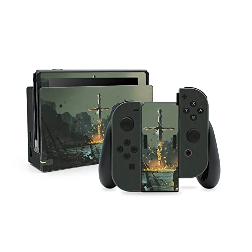 Folien Skin für Spiele Konsole Joy-Con und Ladestation Aufkleber Set Top Schutz gegen Kratzer Design Sticker Cover passgenau selbstklebend RX021 (Nr. 25 Schwert) von Finest Folia