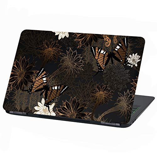 Laptop Folie Cover Abstrakt Klebefolie Notebook Aufkleber Schutzhülle selbstklebend Vinyl Skin Sticker (LP32 Gold Butterfly, 13-14 Zoll) von Finest Folia