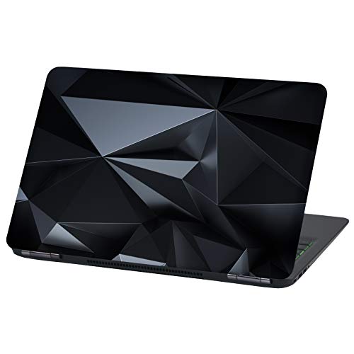 Laptop Folie Cover Abstrakt Klebefolie Notebook Aufkleber Schutzhülle selbstklebend Vinyl Skin Sticker (LP52 Polygon Schwarz, 13-14 Zoll) von Finest Folia