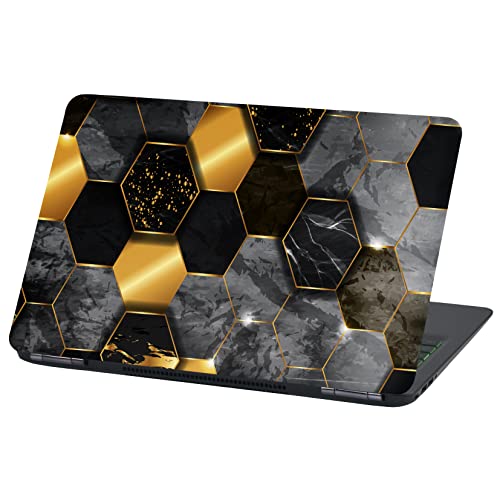 Laptop Folie Cover Abstrakt Klebefolie Notebook Aufkleber Schutzhülle selbstklebend Vinyl Skin Sticker (LP81 Marmor Hexagon, 15 Zoll) von Finest Folia