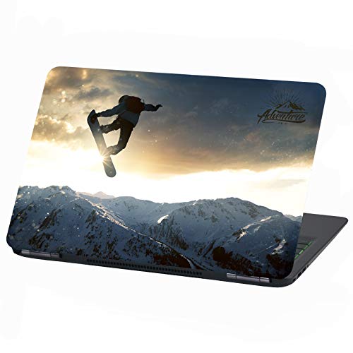 Laptop Folie Cover Adventure Klebefolie Notebook Aufkleber Schutzhülle selbstklebend Vinyl Skin Sticker (13-14 Zoll, LP22 Snowboarder) von Finest Folia
