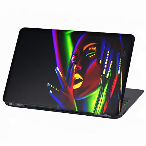 Laptop Folie Cover: Strange Klebefolie Notebook Aufkleber Schutzhülle selbstklebend Vinyl Skin Sticker (15 Zoll, LP10 Neon Girl) von Finest Folia
