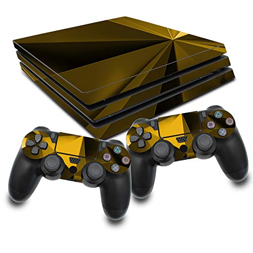 Schutz Folie Sticker Set für Spiele Konsole und Controller Gehäuse Aufkleber Vinyl Skin gegen Kratzer Design Cover passgenau selbstklebend RX022 (PS4 Pro, Nr. 6 Polygon Gold) von Finest Folia