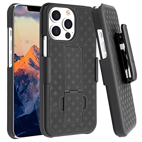 Fingic Kompatibel mit iPhone 13 Pro 5G Gürtelclip Holster Hülle Slim Combo Shell mit Ständer Swivel Gürtelclip Holster Robuste Schutzhülle für iPhone 13 Pro 5G 6,1 Zoll (2021) – Schwarz von Fingic