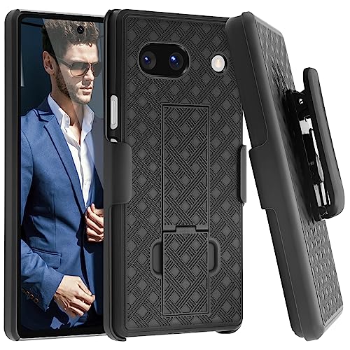 Fingic Pixel 7a Hülle, Google Pixel 7a Holsterhülle Combo Shell Slim Rugged Case mit Kickstand Swivel Gürtelclip Holster Stoßfest Anti-Kratzer Cover Case für Herren Jungen für Google Pixel 7a 5G, 15,5 von Fingic