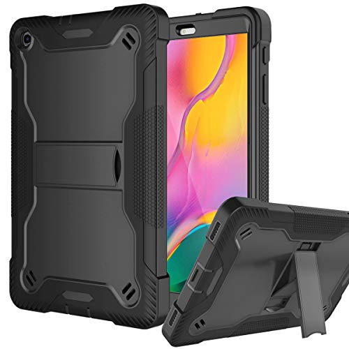 Fingic Schutzhülle für Galaxy Tab A 10.1 2019, strapazierfähig, stoßfest, doppellagig, Silikon, robust, mit Ständer, Schutzhülle für Samsung Galaxy Tab A 10,1 Zoll Tablet SM-T510/T515/T517, Schwarz von Fingic