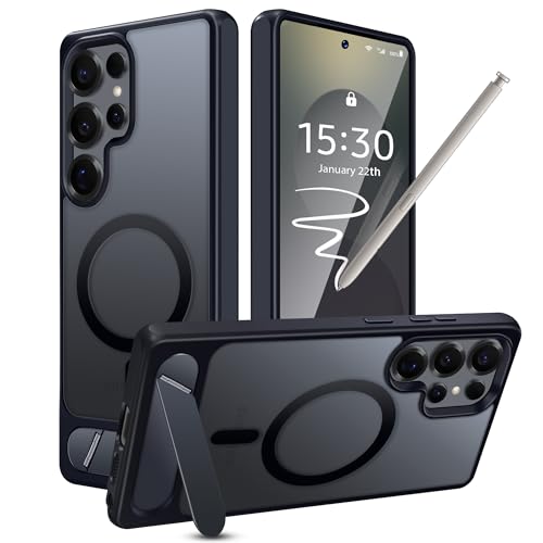Fingic Schutzhülle für Samsung S25 Ultra 17,5 cm (6,9 Zoll), mit robustem Titan-Ständer [kompatibel mit MagSafe] [unterstützt magnetische Kfz-Handyhalterung], durchscheinende, matte Schutzhülle in von Fingic