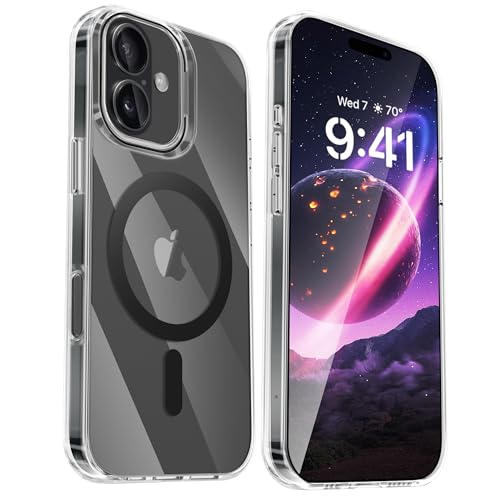 Fingic für iPhone 16 Gehäuse [Kompatibel mit MagSafe] Kristallklar [Nie vergilbend] rutschfeste Harte PC-Rückseite dünn schnell aufladend stoßfest Militär-Grade-Schutz für iPhone 16 Cover, 6.1“, 2024 von Fingic