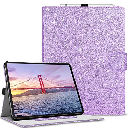 Fingic iPad Pro 12.9 Hülle 2022/2021/2020/2018 (6. 5. 4. 3. Generation) mit Stifthalter, Glitzer, PU-Leder, Folio-Ständer, Schutzhülle mit automatischer Sleep/Wake für 12.9 Zoll iPad Pro von Fingic