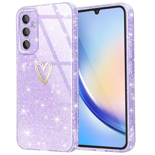 Galaxy A34 5G Hülle,Samsung Galaxy A34 5G Hülle,ultradünn,Glitzer,glänzend,weicher TPU,Stoßfänger,Kameraobjektivschutz,rutschfest,vergilbungsfrei für Damen,Hülle für Samsung Galaxy A34 von Fingic