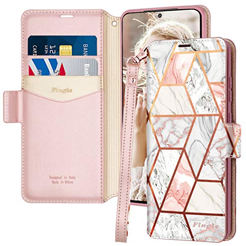 Samsung S20 Case,Fingic Samsung Galaxy S20 Case Marble Rose Gold Galaxy S20 Wallet Case with Detachable Wrist Strap ID Card Holder Magnetic Closurer Samsung S20 Flip Case,Not for Samsung Galaxy S20 FE von Fingic