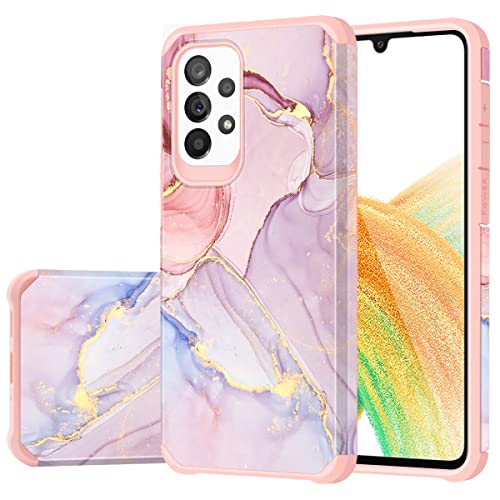 Schutzhülle für Samsung Galaxy A33 5G,Galaxy A33 5G,Marmor,Roségold, Damen,Mädchen,schmale Passform,2 in 1 Polycarbonat,TPU,robust,stoßfest, Kratzfest,Ganzkörper-Schutzhülle für Samsung Galaxy A33 5G von Fingic