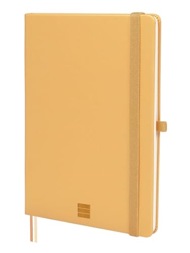 Finocam - Notizbuch Nexo Festeinband Dotted-Gepunktet Camel | Notizbuch DIN A5 mit perforierten Blättern | Innentasche und Stifthalter | 72 Seiten, Ideal als Bullet Journal von Finocam