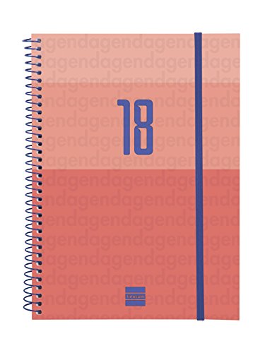 Finocam Agenda Spiralbindung, 2018, Wochenansicht im Querformat Euskera 155 x 215 mm, 80 g/m² rot von Finocam