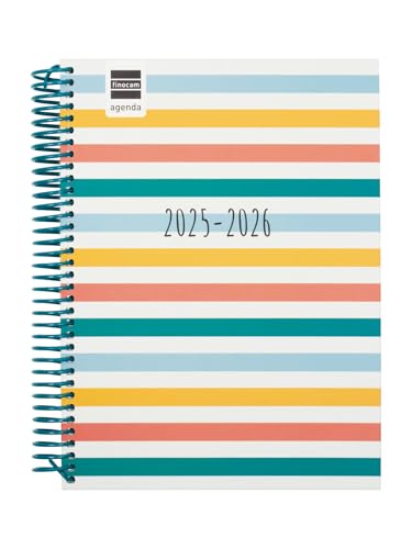 Finocam - Diva-Kalender 2025/2026, 1 Tag pro Seite, September 2025 - Juni 2026 (Lehrjahr), Juli und August als Übersicht, Katalanische Farben von Finocam
