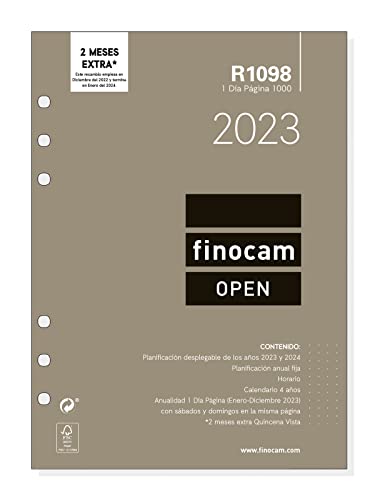 Finocam - Jahres-Ersatzteil 2023 Open 1 Tag Seite Januar 2023 - Dezember 2023 (12 Monate) Spanisch von Finocam