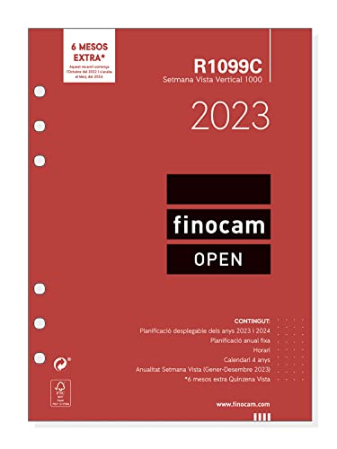 Finocam - Jahres-Ersatzteil 2023 Open Wochenansicht Vertikal Januar 2023 - Dezember 2023 (12 Monate) Katalanisch von Finocam