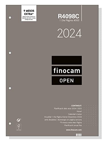 Finocam - Jahresersatz 2024 Open 1 Tagesseite Januar 2024 - Dezember 2024 (12 Monate) Katalanisch von Finocam