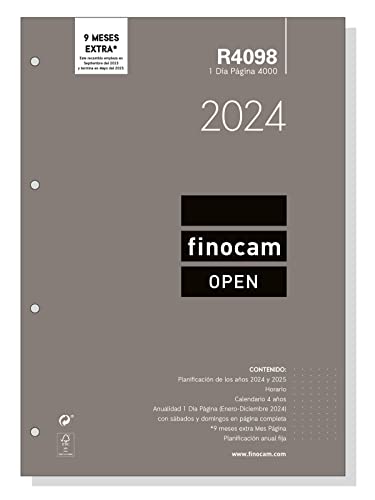 Finocam - Jahresersatz 2024 Open 1 Tagesseite Januar 2024 - Dezember 2024 (12 Monate) Spanisch von Finocam