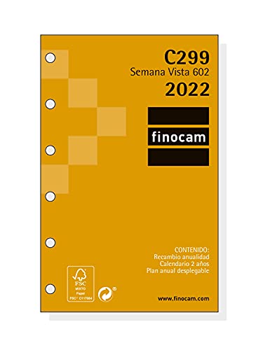 Finocam - Jahresnachfüllung 2022 Wochenansicht Landschaft Januar 2022 bis Dezember 2022 (12 Monate) 602-73 x 114 mm Classic Spanisch von Finocam