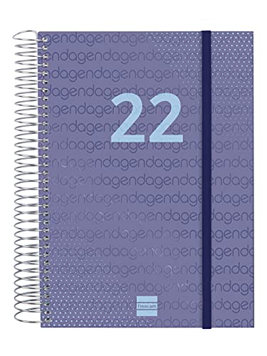 Finocam - Kalender 2022, 1 Tag, von Januar 2022 bis Dezember 2022 (12 Monate) E10 - 155 x 212 mm, Spiralbindung Year Blau Euskera von Finocam