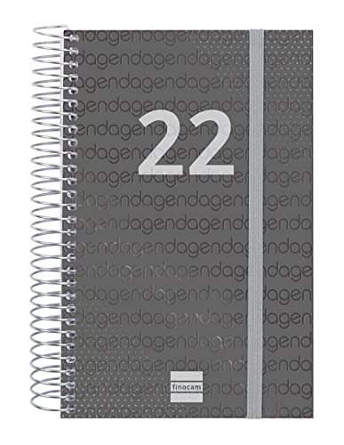 Finocam - Kalender 2022, 1 Tag, von Januar 2022 bis Dezember 2022 (12 Monate) E5 – 117 x 181 mm, Spiralbindung, Schwarz von Finocam